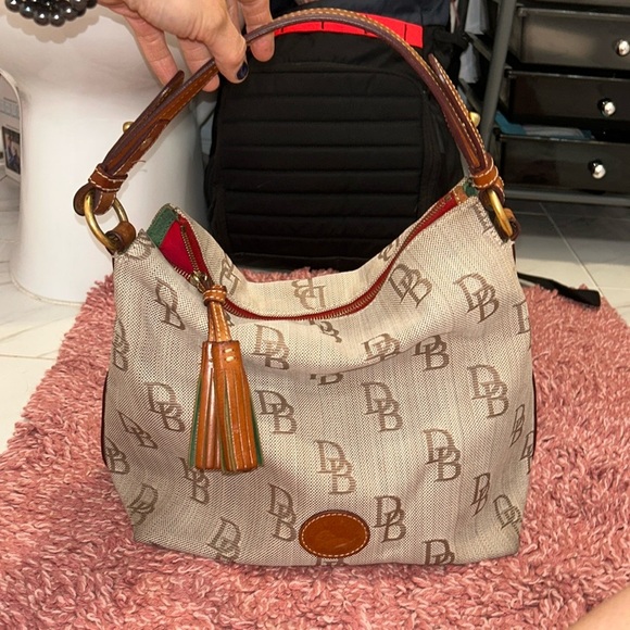 Dooney & Bourke Handbags - Dooney and Bourke Tulip Tassel Tote Handbag - vintage - big logos